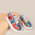 rainbow color fashion shoes painting canvas woman shoes Height Increasing